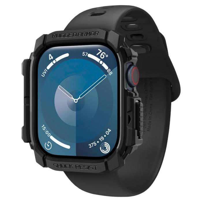 Bild 2, Spigen Spigen Apple Watch 11/10 46 mm Skal Rugged Armor Matt Svart - Teknikhallen.se
