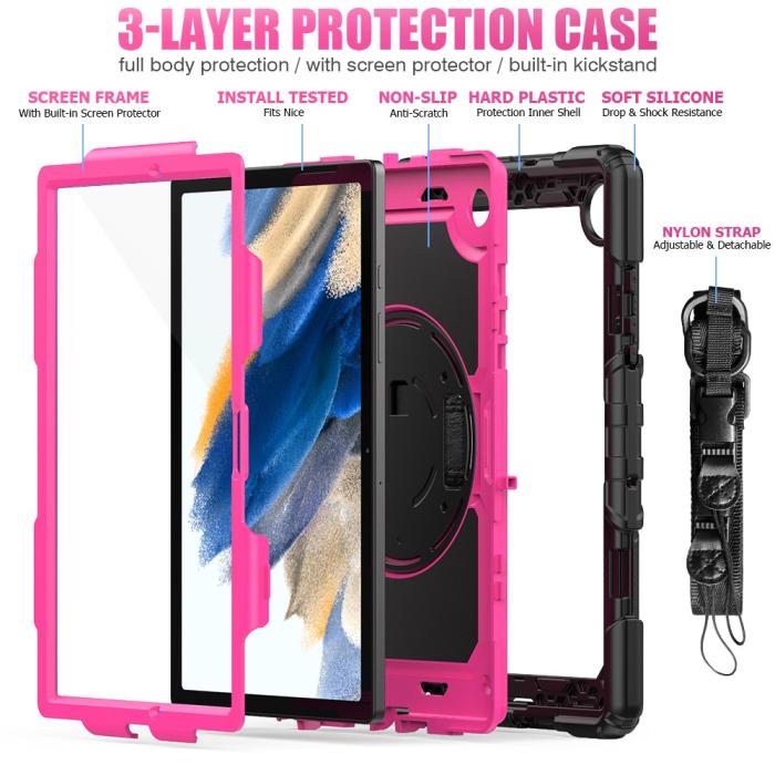 Bild 3,  Galaxy Tab A8 10.5 Skal Shockproof Hybrid Kickstand Strap - Teknikhallen.se