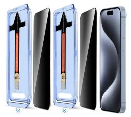  iPhone 15 Pro Max 2-PACK Sk&auml;rmskydd H&auml;rdat Glas Privacy - Teknikhallen.se