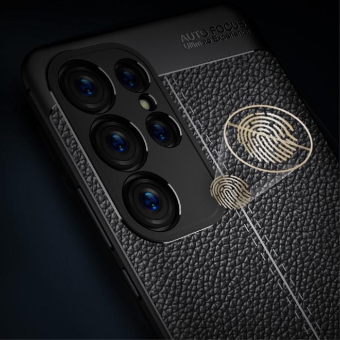 Bild 5,  Samsung Galaxy S23 Ultra Skal Litchi Textur Blå - Teknikhallen.se