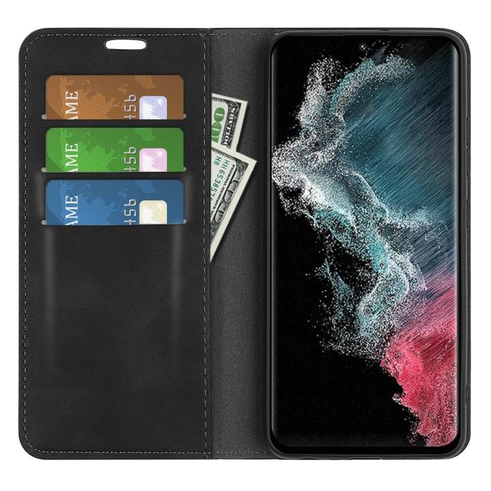 Bild 2,  Samsung Galaxy S23 Ultra Fodral Flip Skin Touch Svart - Teknikhallen.se