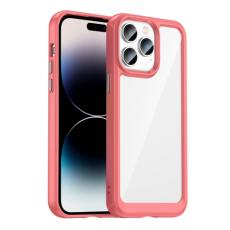  iPhone 14 Pro Max Skal Akryl/TPU Transparent/R&ouml;d - Teknikhallen.se