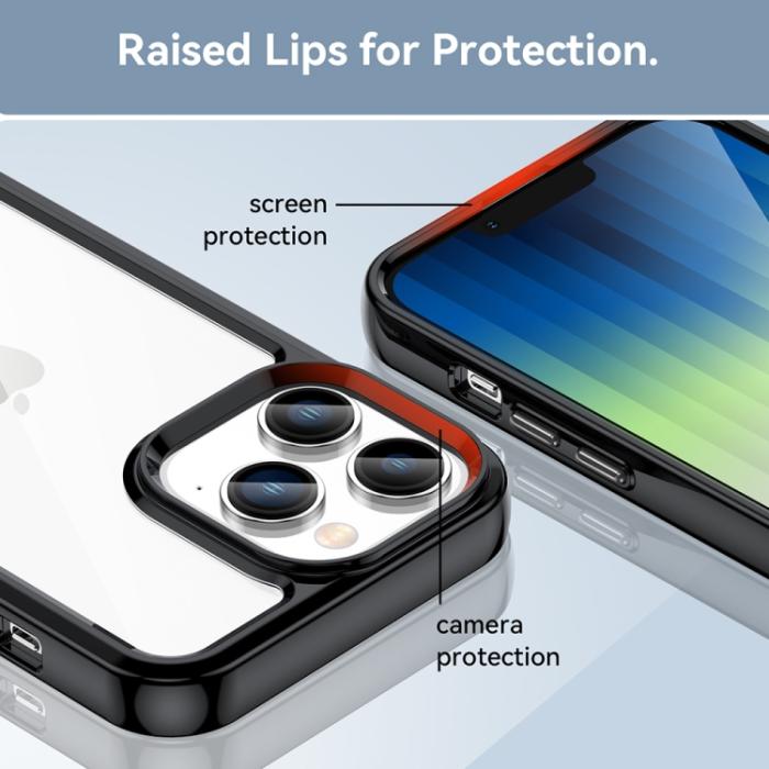 Bild 6,  iPhone 14 Pro Max Skal Akryl/TPU Transparent/Svart - Teknikhallen.se