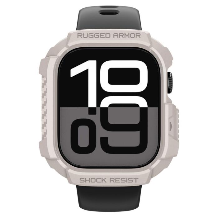 Bild 6, Spigen Spigen Apple Watch 11/10 42 mm Skal Rugged Armor Dune Beige - Teknikhallen.se
