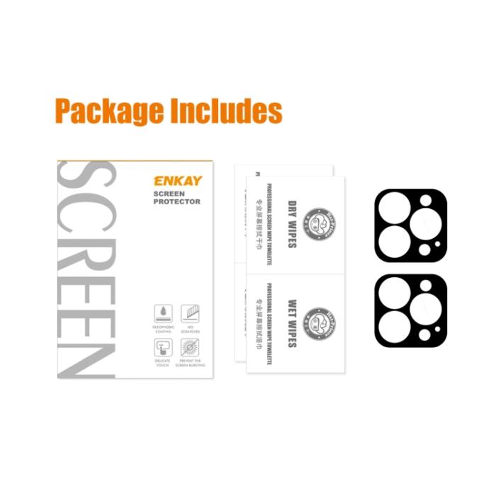 Bild 6, ENKAY ENKAY iPhone 15 Pro / 15 Pro Max 2-PACK Linsskydd Härdat Glas - Teknikhallen.se