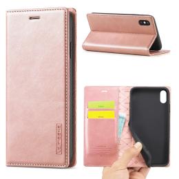 LC.IMEEKE iPhone X/Xs - LC.IMEEKE Läder Flip Fodral - Roséguld - Teknikhallen.se