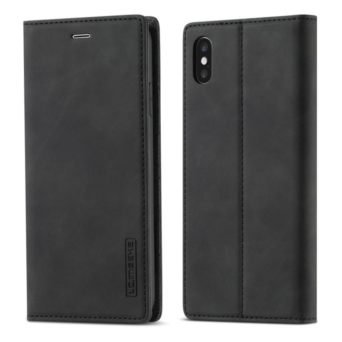 Bild 3, LC.IMEEKE iPhone X/Xs - LC.IMEEKE Läder Flip Fodral - Svart - Teknikhallen.se