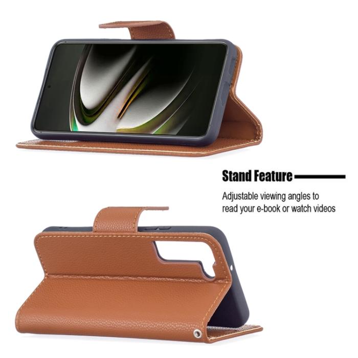 Bild 4,  Samsung Galaxy S22 Fodral Litchi Shark Brun - Teknikhallen.se