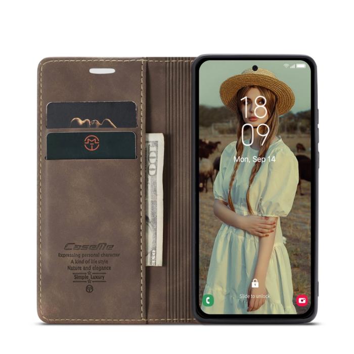 Bild 3, CASEME CASEME Galaxy A56 5G/A36 5G Fodral Retro Läder Mörk Brun - Teknikhallen.se
