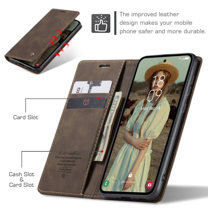Bild 5, CASEME CASEME Galaxy A56 5G/A36 5G Fodral Retro Läder Mörk Brun - Teknikhallen.se