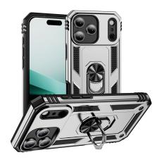  iPhone 17 Pro Skal Shockproof Hybrid Ring Silver - Teknikhallen.se