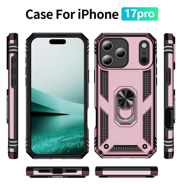 Bild 5,  iPhone 17 Pro Skal Shockproof Hybrid Ring Roséguld - Teknikhallen.se