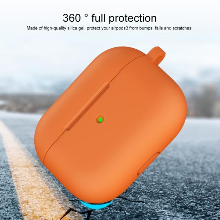 Bild 3,  AirPods 3 Skal Silikon Med Krok Orange - Teknikhallen.se