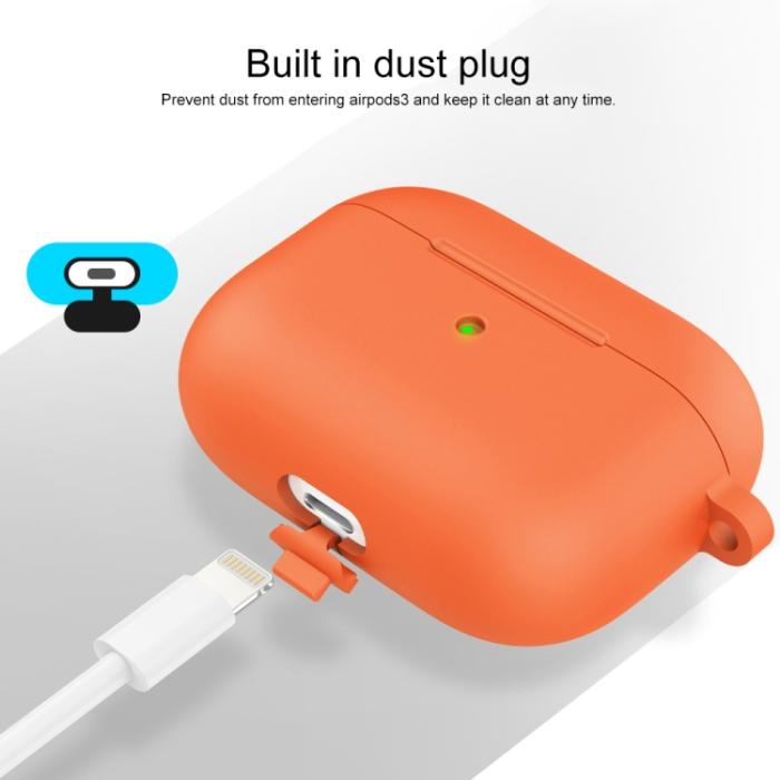 Bild 4,  AirPods 3 Skal Silikon Med Krok Orange - Teknikhallen.se
