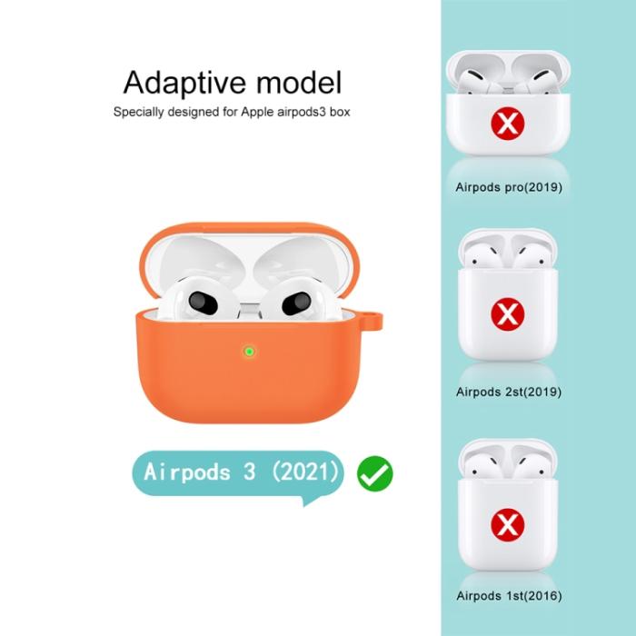Bild 5,  AirPods 3 Skal Silikon Med Krok Orange - Teknikhallen.se