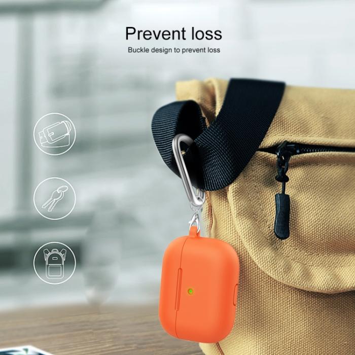 Bild 6,  AirPods 3 Skal Silikon Med Krok Orange - Teknikhallen.se