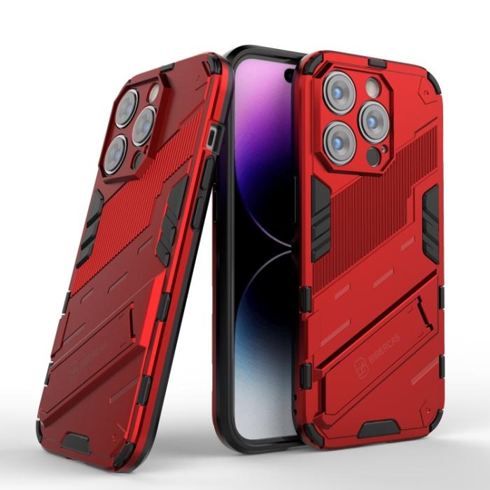 Bild 2,  iPhone 14 Pro Skal Hybrid Med Kickstand Röd - Teknikhallen.se