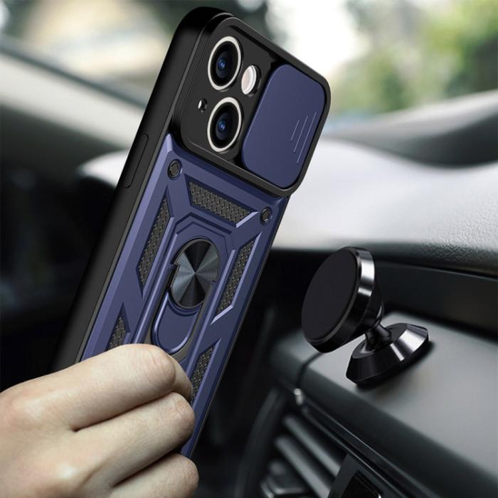 Bild 3,  iPhone 14 Skal Armor Hybrid Ring CamShield Blå - Teknikhallen.se