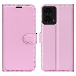  Motorola Moto G04 4G/G24 4G Fodral Litchi Läder Ljus Rosa - Teknikhallen.se