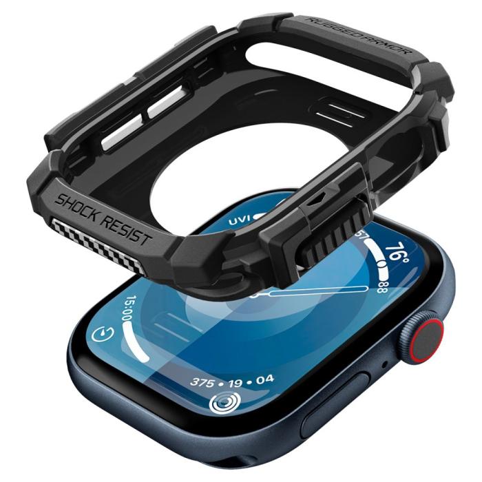 Bild 5, Spigen Spigen Apple Watch 11/10 46 mm Skal Rugged Armor Matt Svart - Teknikhallen.se