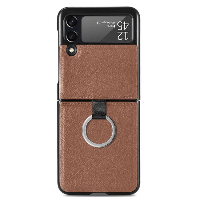 Bild 2,  Galaxy Z Flip 3 Skal Litchi Ring Brun - Teknikhallen.se