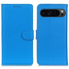  Google Pixel 10/10 Pro/9/9 Pro Fodral Litchi L&auml;der Bl&aring; - Teknikhallen.se
