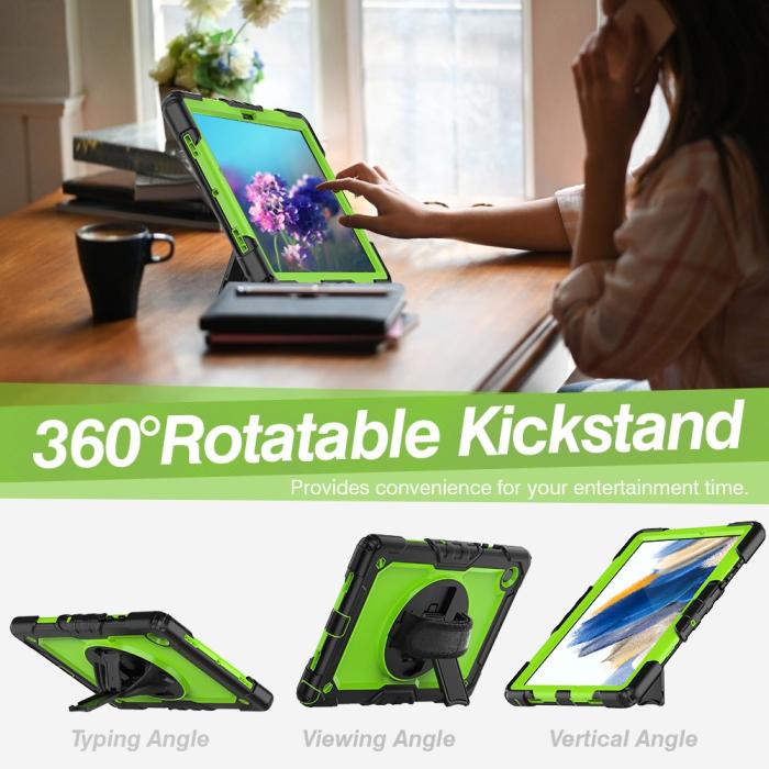 Bild 2,  Galaxy Tab A8 10.5 Skal Shockproof Hybrid Kickstand Strap - Teknikhallen.se