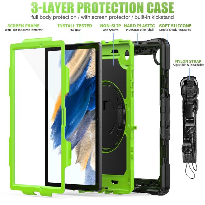 Bild 3,  Galaxy Tab A8 10.5 Skal Shockproof Hybrid Kickstand Strap - Teknikhallen.se