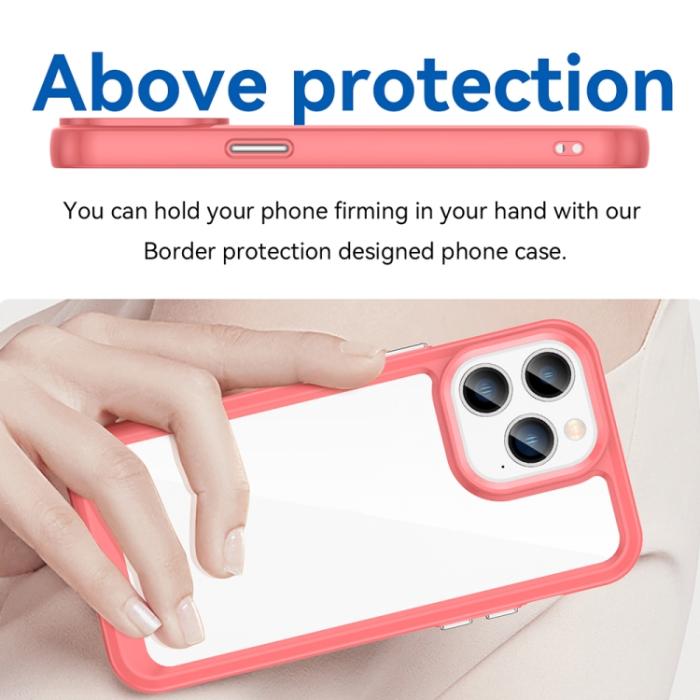 Bild 4,  iPhone 14 Pro Max Skal Akryl/TPU Transparent/Röd - Teknikhallen.se