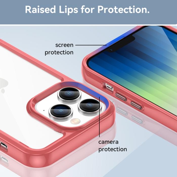 Bild 6,  iPhone 14 Pro Max Skal Akryl/TPU Transparent/Röd - Teknikhallen.se