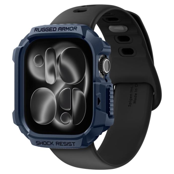 Bild 3, Spigen Spigen Apple Watch 11/10 42 mm Skal Rugged Armor Navy Blue - Teknikhallen.se