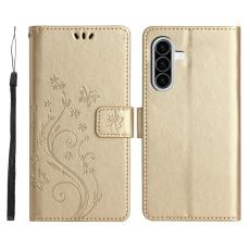  Samsung Galaxy A27 5G Fodral Blommor/Fj&auml;rilar Guld - Teknikhallen.se