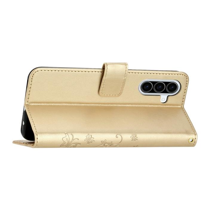 Bild 2,  Samsung Galaxy A27 5G Fodral Blommor/Fjärilar Guld - Teknikhallen.se