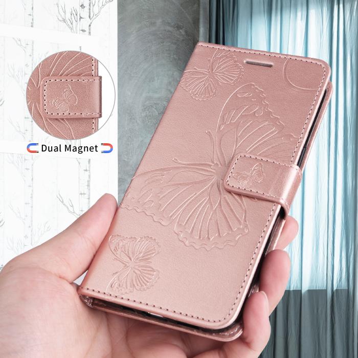 Bild 3,  Motorola Moto G86 Power/G86 5G Fodral Fjäril Tryck Roséguld - Teknikhallen.se