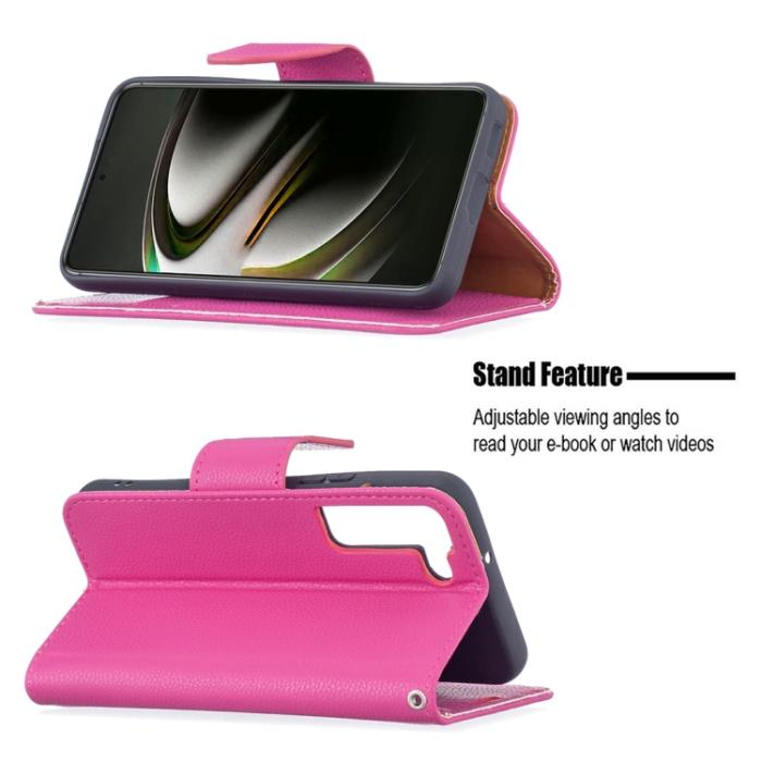 Bild 4,  Samsung Galaxy S22 Fodral Litchi Shark Rosa - Teknikhallen.se