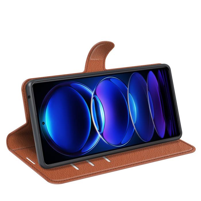 Bild 3,  Xiaomi Redmi Note 12 Pro 5G Fodral Litchi Läder Brun - Teknikhallen.se