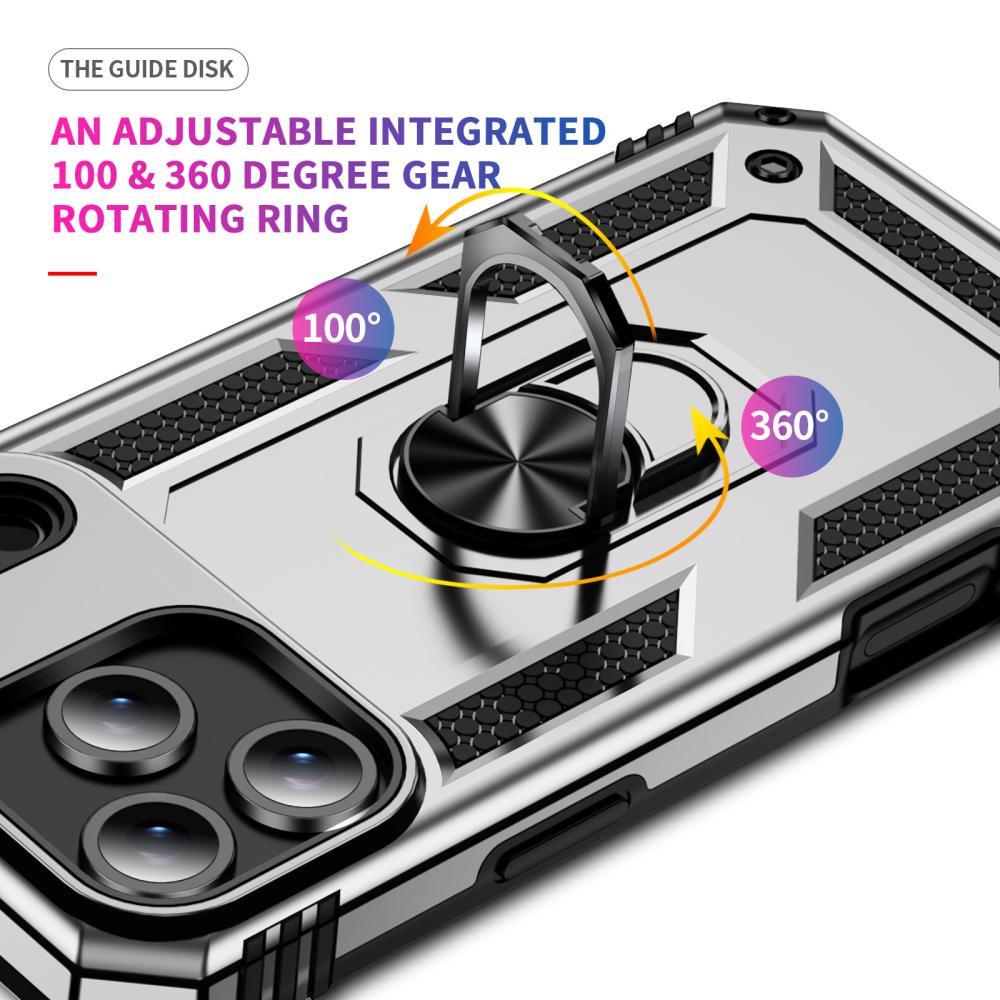  iPhone 17 Pro Skal Shockproof Hybrid Ring Silver - Teknikhallen.se