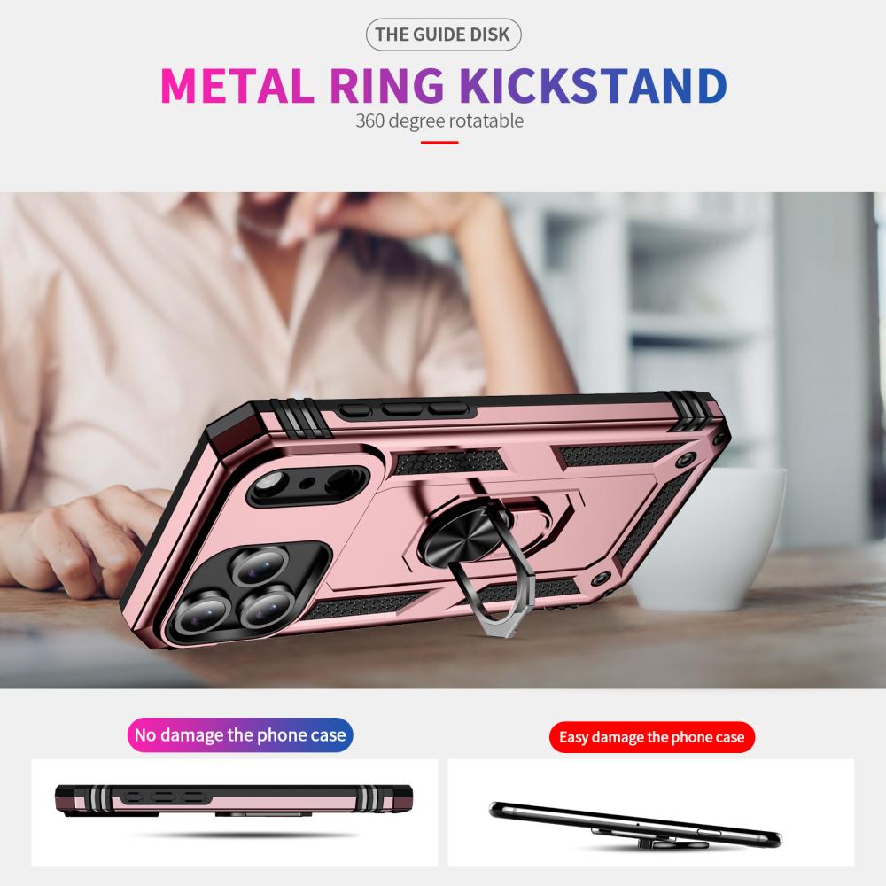  iPhone 17 Pro Skal Shockproof Hybrid Ring Roséguld - Teknikhallen.se