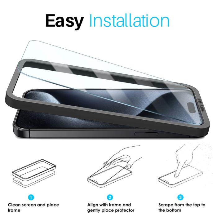 Bild 3, NORTHJO NORTHJO iPhone 15 Pro Skärmskydd 2-PACK Härdat Glas - Teknikhallen.se