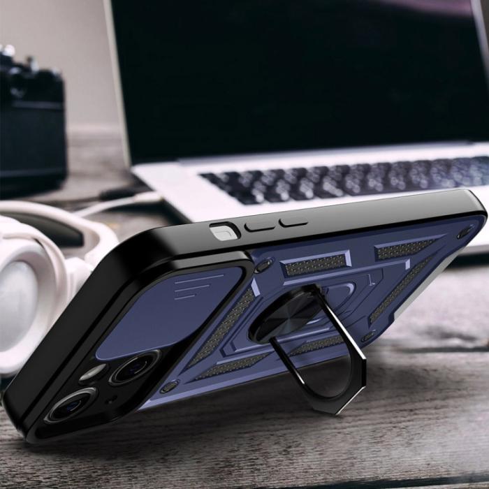 Bild 5,  iPhone 14 Skal Armor Hybrid Ring CamShield Blå - Teknikhallen.se