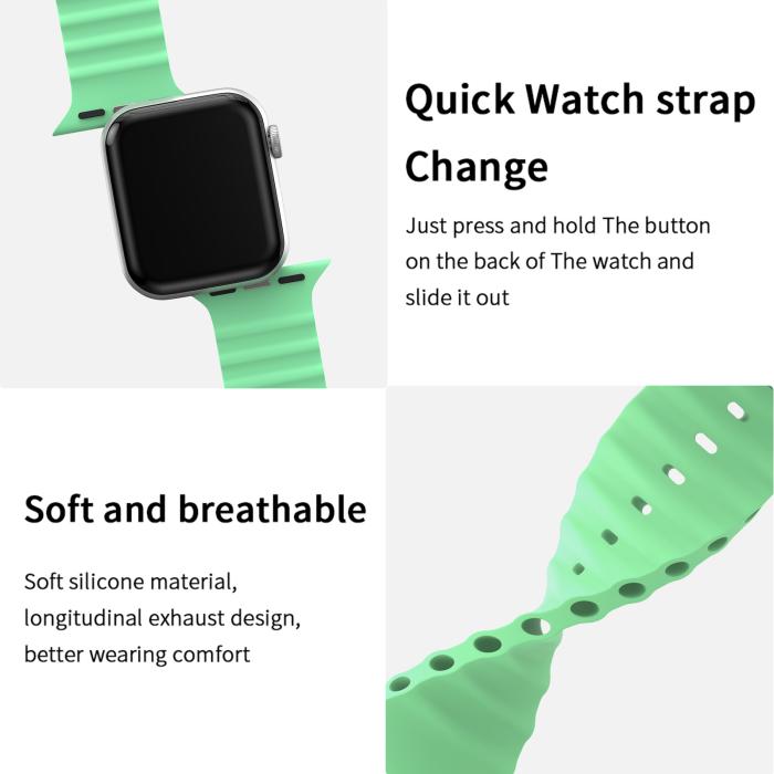 Bild 4, ColorPop Apple Watch 42/41/40/38 mm Armband Ocean Wave Pistasch - Teknikhallen.se