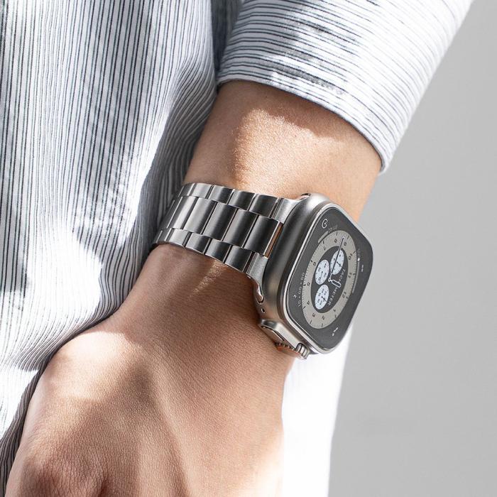 Bild 4, Ringke Ringke Apple Watch 42/44/45/46/49 mm Armband Metal OneAir Silver - Teknikhallen.se