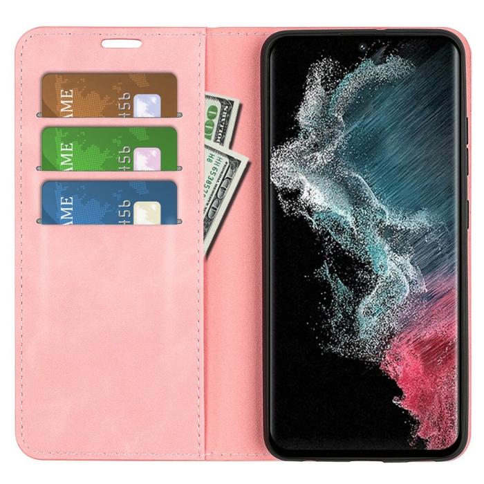 Bild 2,  Samsung Galaxy S23 Ultra Fodral Flip Skin Touch Rosa - Teknikhallen.se