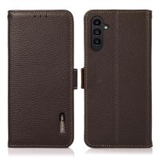 KHAZNEH KHAZNEH Samsung Galaxy A25 5G Fodral Litchi RFID &Auml;kta L&auml;der Brun - Teknikhallen.se