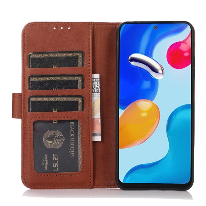 Bild 2,  Xiaomi 12T / 12T Pro Fodral Solid Läder Brun - Teknikhallen.se