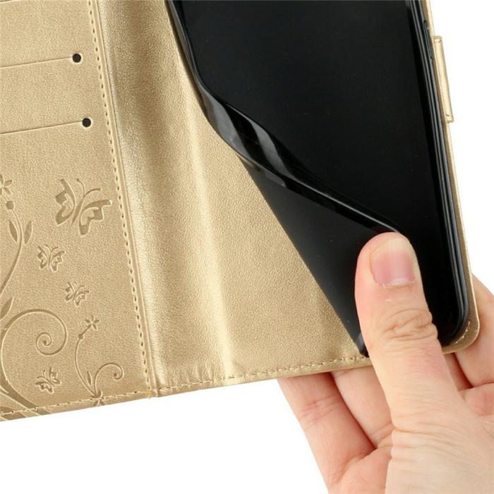 Bild 4,  Samsung Galaxy A27 5G Fodral Blommor/Fjärilar Guld - Teknikhallen.se