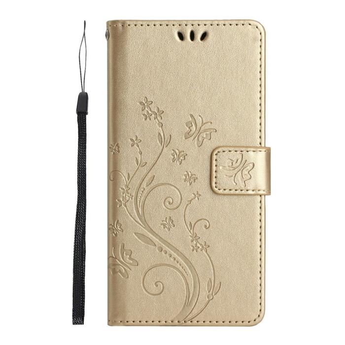 Bild 5,  Samsung Galaxy A27 5G Fodral Blommor/Fjärilar Guld - Teknikhallen.se