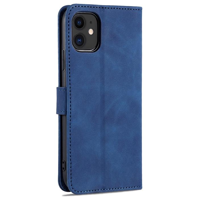 Bild 3, AZNS AZNS iPhone 12 / 12 Pro Fodral Läder Blå - Teknikhallen.se