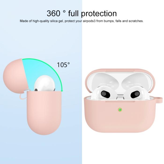 Bild 2,  AirPods 3 Skal Silikon Med Krok Ljus Rosa - Teknikhallen.se