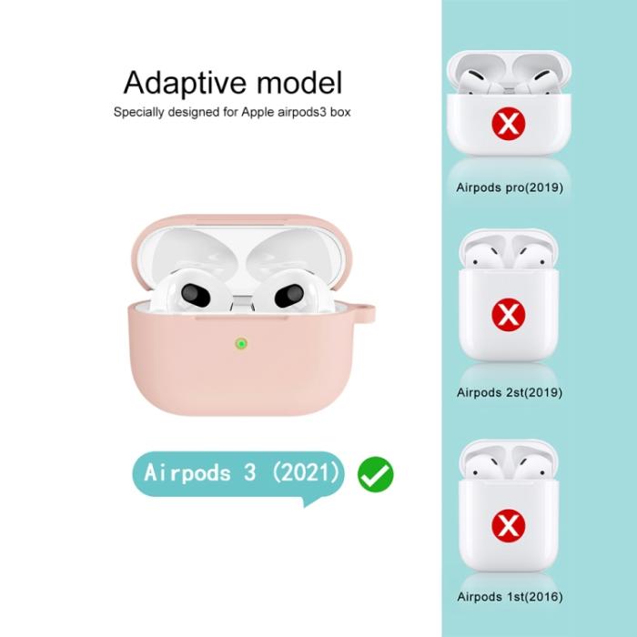 Bild 5,  AirPods 3 Skal Silikon Med Krok Ljus Rosa - Teknikhallen.se